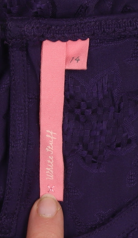White Stuff Women's Purple Viscose Tunic Blouse Size 14
