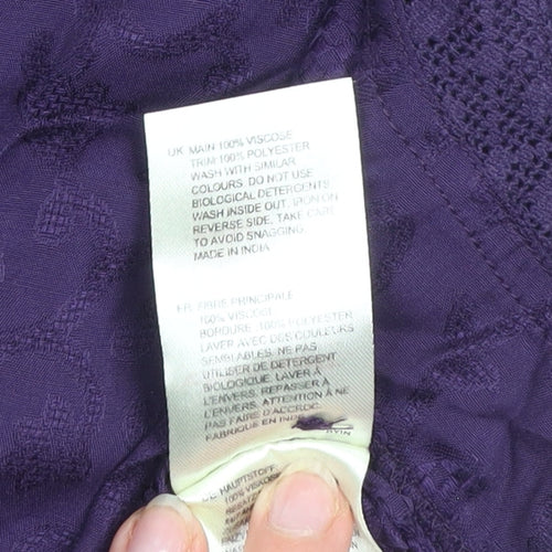 White Stuff Women's Purple Viscose Tunic Blouse Size 14