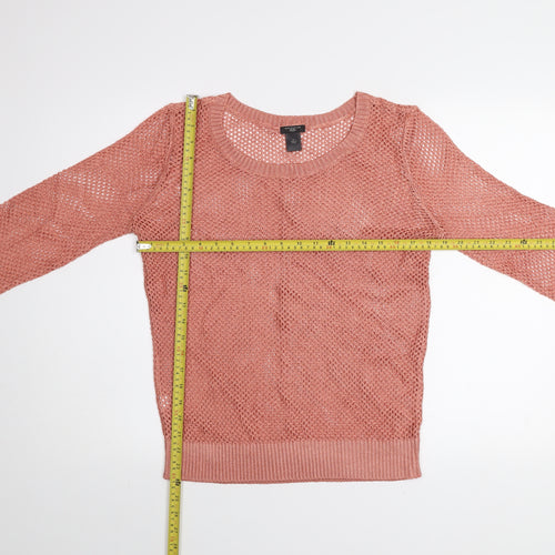 Ann Taylor Women’s Pink Open Knit 3/4 Sleeve Petite Jumper Size L