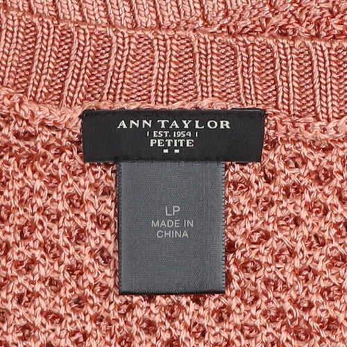 Ann Taylor Women’s Pink Open Knit 3/4 Sleeve Petite Jumper Size L