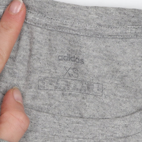 adidas Womens Grey XS Basic Logo Short Sleeve Cotton T-Shirt
