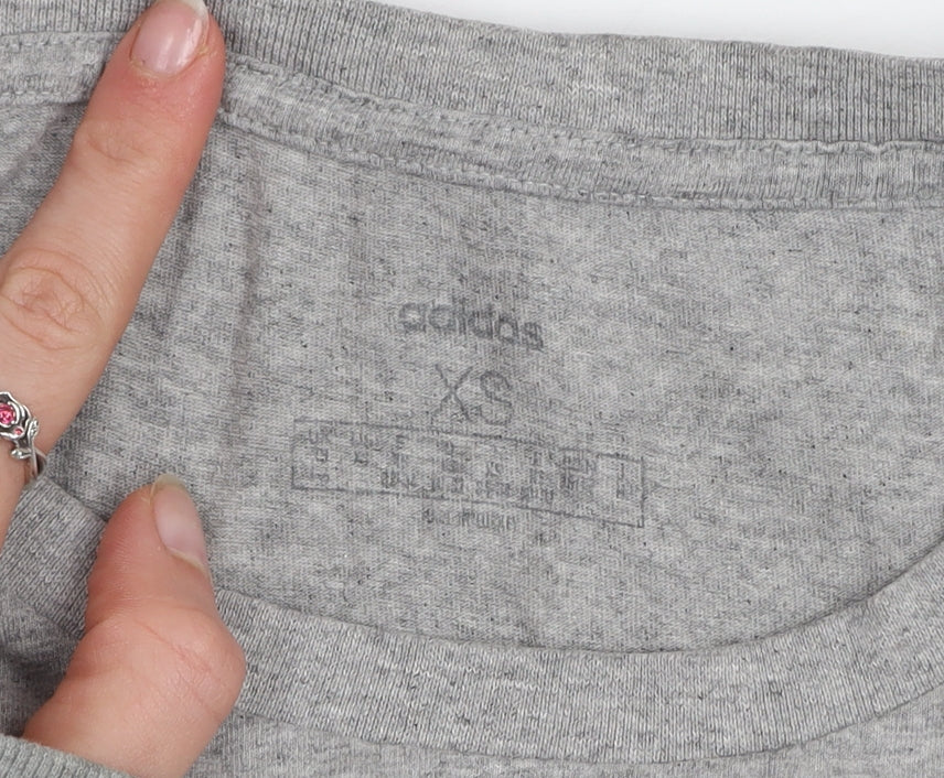 adidas Womens Grey XS Basic Logo Short Sleeve Cotton T-Shirt