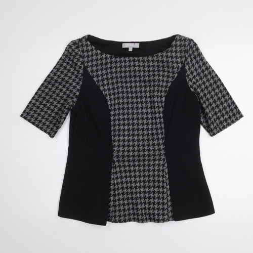 Marks and Spencer Per Una Women's Grey Houndstooth Blouse Size 14