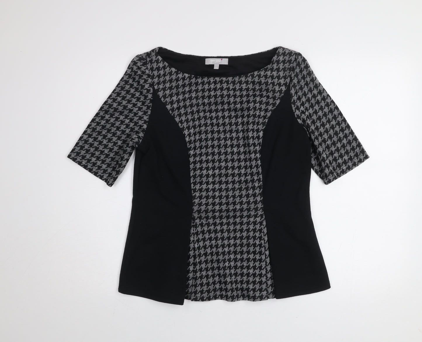 Marks and Spencer Per Una Women's Grey Houndstooth Blouse Size 14