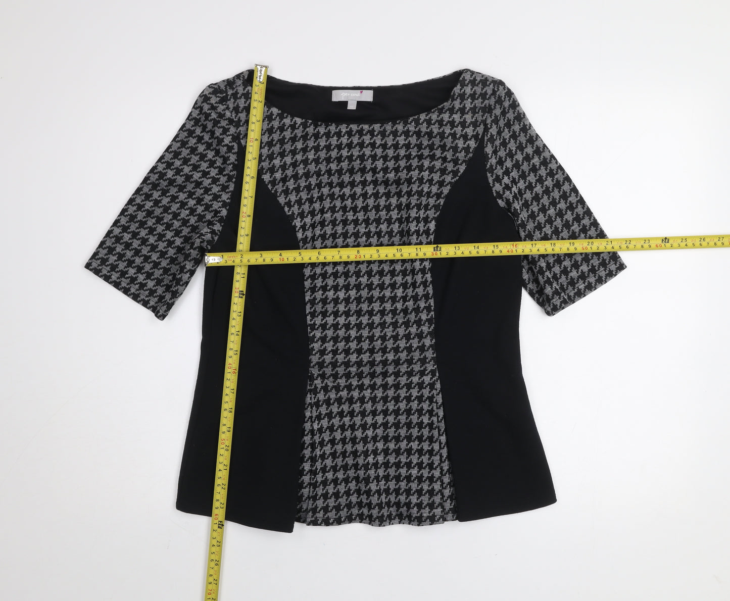 Marks and Spencer Per Una Women's Grey Houndstooth Blouse Size 14