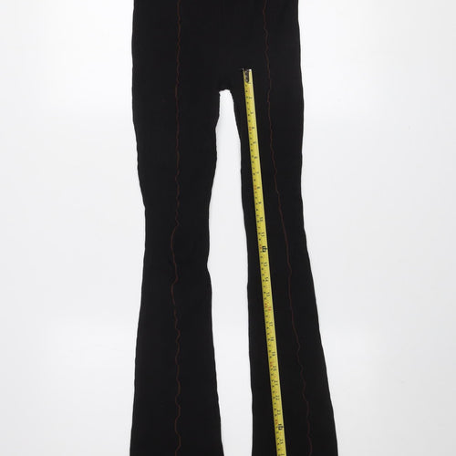 Zara Women Black Flared Ribbed Stretch Leggings Size S