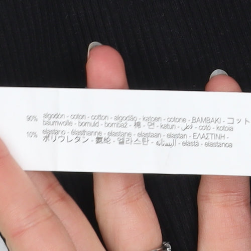 Zara Women Black Flared Ribbed Stretch Leggings Size S