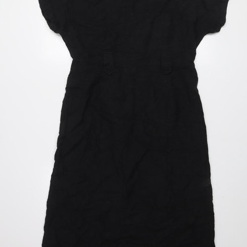 New Look Women’s Black Midi Shirt Dress Size 12 Collared Button Front
