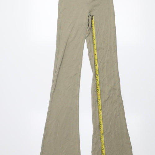 Bershka Women Beige Flared Leggings XS Stretch High Waist