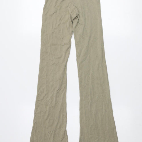 Bershka Women Beige Flared Leggings XS Stretch High Waist