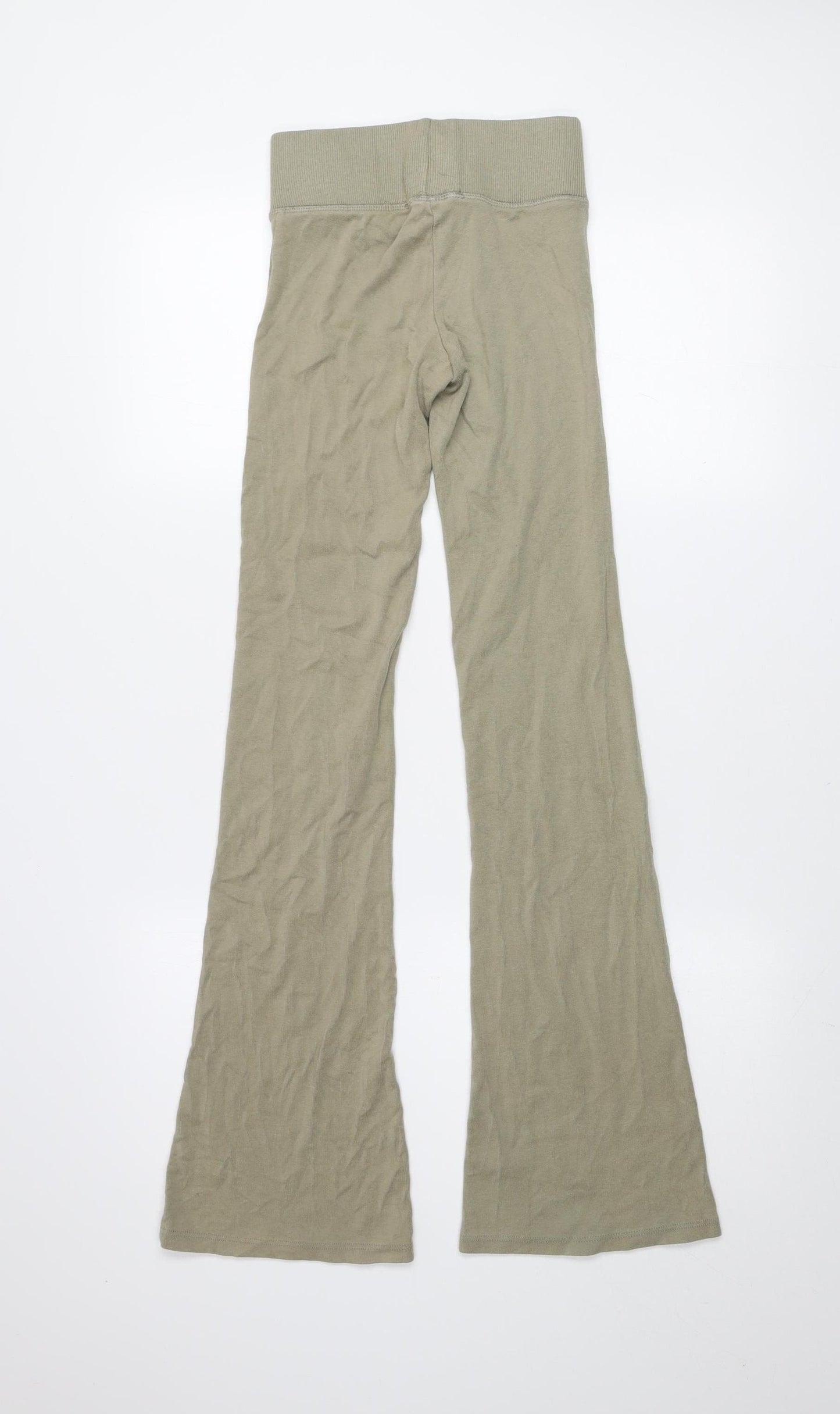 Bershka Women Beige Flared Leggings XS Stretch High Waist