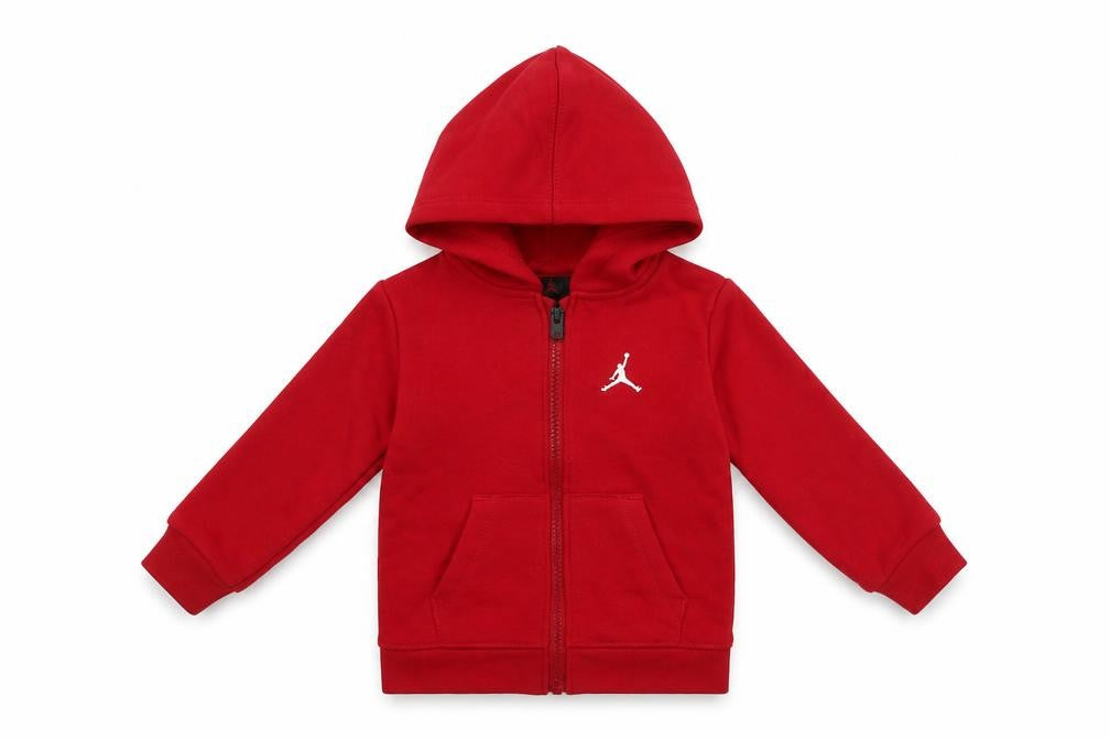 Front view of Jordan unisex baby red hooded basic zip jacket 18 months cotton blend