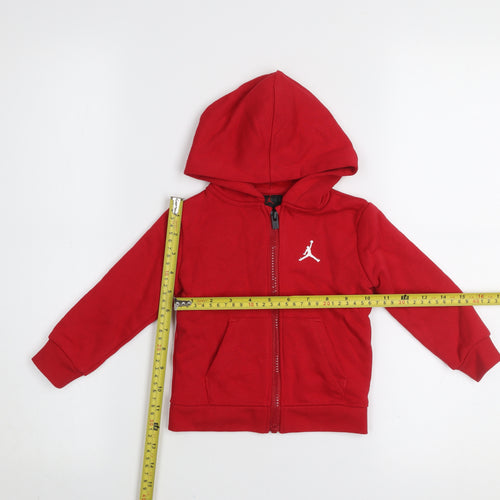 Jordan Unisex Baby Red Hooded Basic Zip Jacket 18 Months Cotton Blend