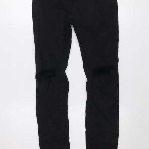 Maxtre Men's Black Slim Fit Distressed Skinny Jeans Size 28