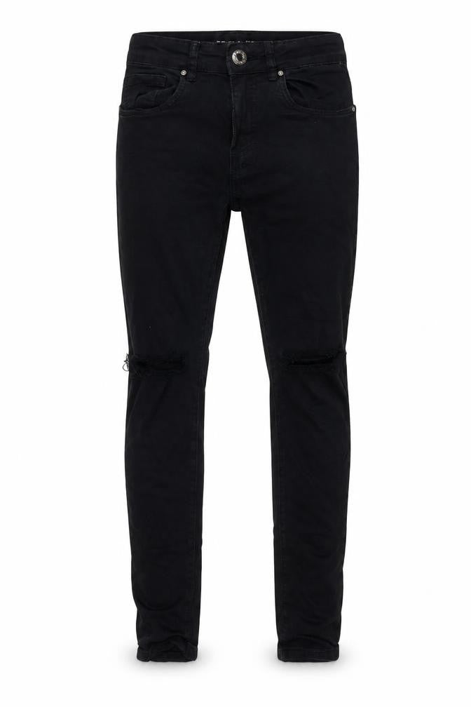 Maxtre Men's Black Slim Fit Distressed Skinny Jeans Size 28