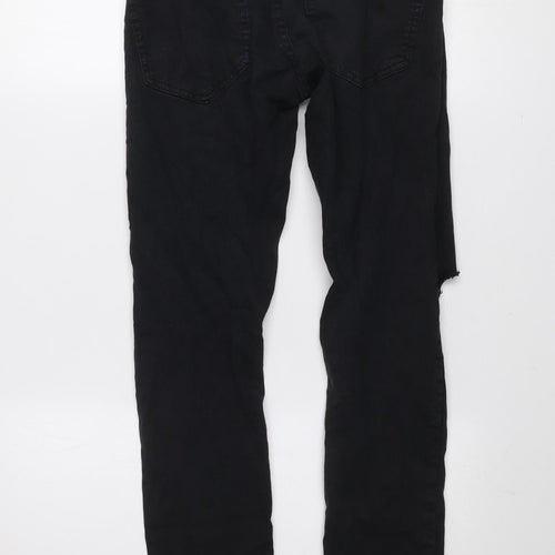 Maxtre Men's Black Slim Fit Distressed Skinny Jeans Size 28