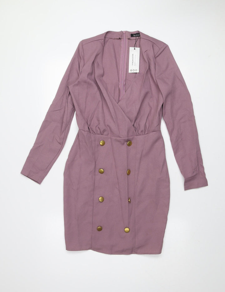 Boohoo Women's Purple Long Sleeve Bodycon Mini Dress UK 8