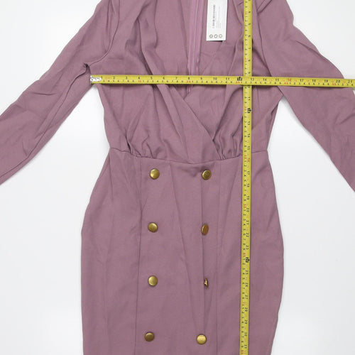 Boohoo Women's Purple Long Sleeve Bodycon Mini Dress UK 8