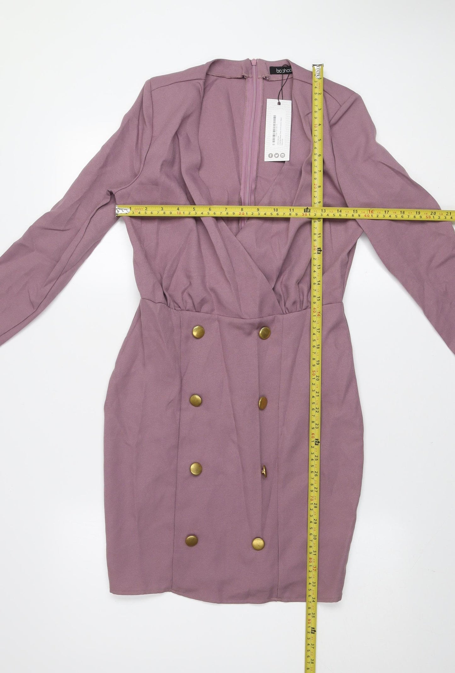 Boohoo Women's Purple Long Sleeve Bodycon Mini Dress UK 8