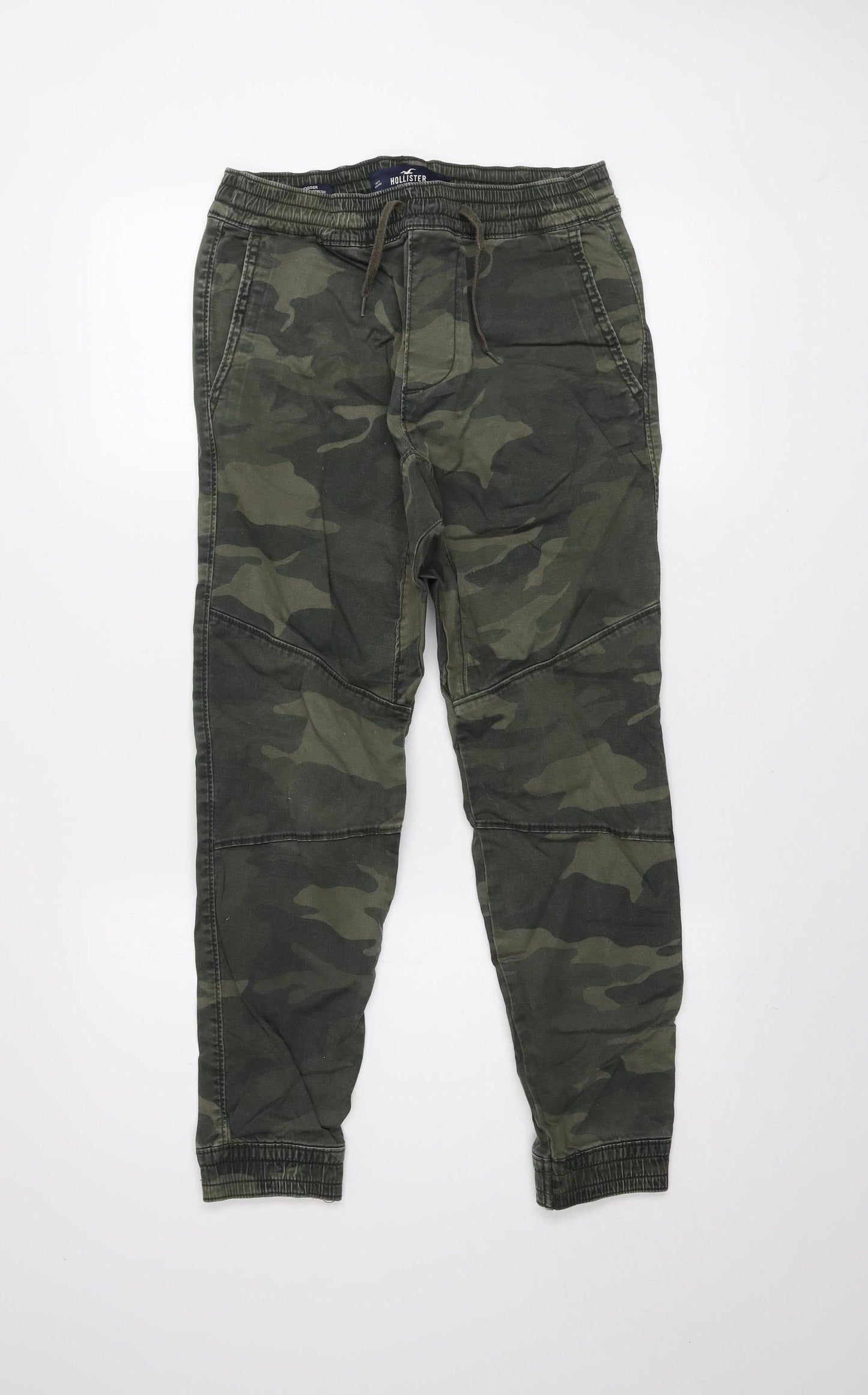 Hollister Men's Green Camouflage Jogger Trousers XS