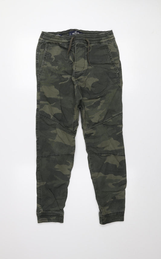 Hollister Men's Green Camouflage Jogger Trousers XS