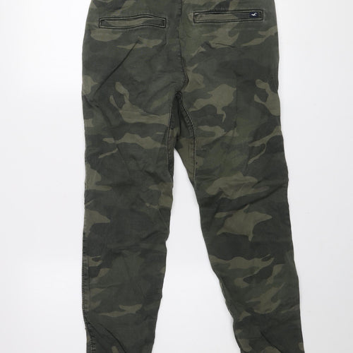 Hollister Men's Green Camouflage Jogger Trousers XS