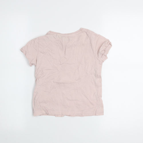 Jack Wills Girls Pink Cotton Logo T-Shirt 7-8 Years Short Sleeve Casual