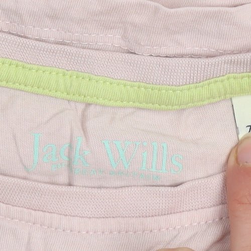 Jack Wills Girls Pink Cotton Logo T-Shirt 7-8 Years Short Sleeve Casual