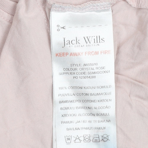 Jack Wills Girls Pink Cotton Logo T-Shirt 7-8 Years Short Sleeve Casual