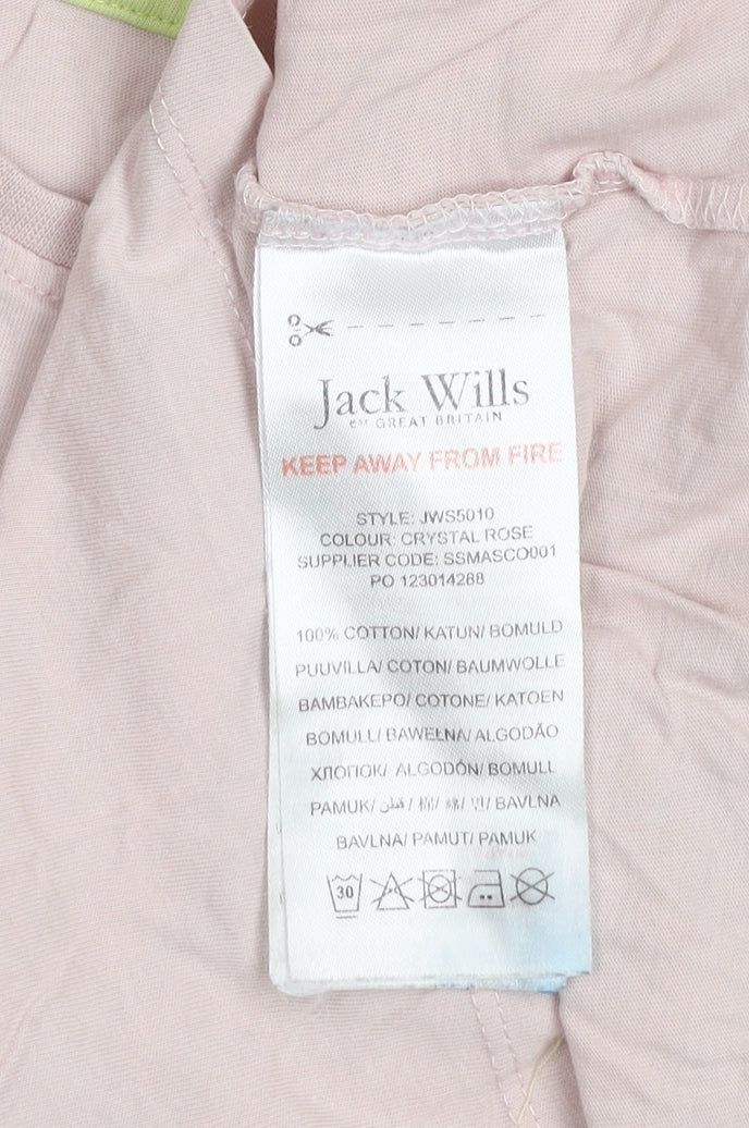 Jack Wills Girls Pink Cotton Logo T-Shirt 7-8 Years Short Sleeve Casual