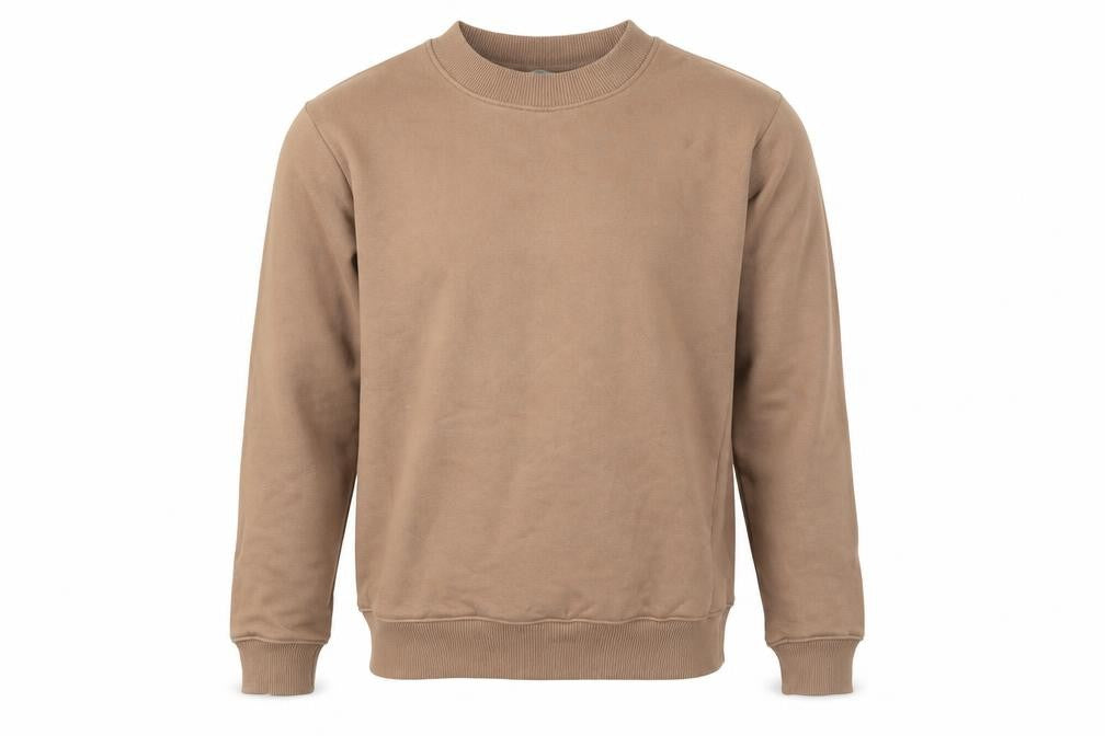 Front view of Next Men's Beige Crew Neck Pullover Sweatshirt, size S