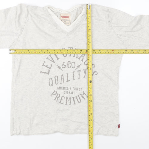 Levi’s Boys Grey Long Sleeve Graphic Cotton V-Neck T-Shirt 14 Years