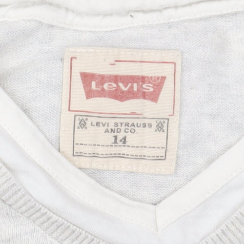 Levi’s Boys Grey Long Sleeve Graphic Cotton V-Neck T-Shirt 14 Years