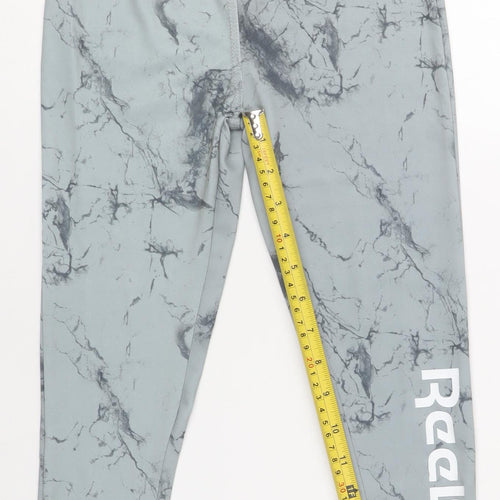 Reebok Girls Grey Marble Print Ankle Leggings Size 6 Years Activewear