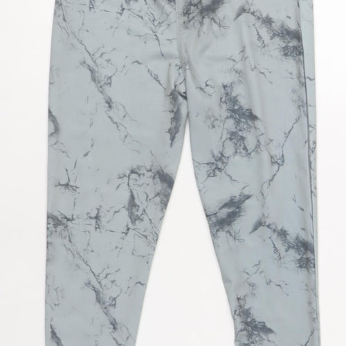 Reebok Girls Grey Marble Print Ankle Leggings Size 6 Years Activewear