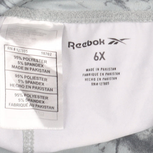 Reebok Girls Grey Marble Print Ankle Leggings Size 6 Years Activewear