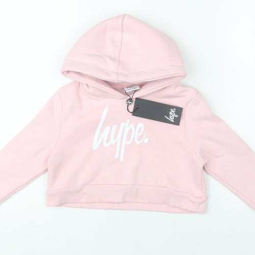 Hype Girls Pink Pullover Hoodie 7-8 Years Cotton Blend Graphic Logo