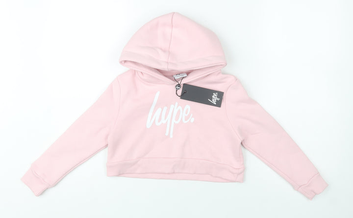 Hype Girls Pink Pullover Hoodie 7-8 Years Cotton Blend Graphic Logo