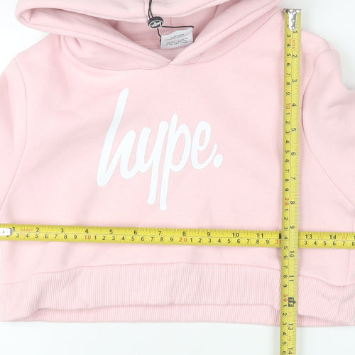 Hype Girls Pink Pullover Hoodie 7-8 Years Cotton Blend Graphic Logo