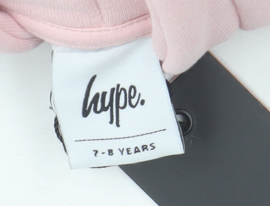 Hype Girls Pink Pullover Hoodie 7-8 Years Cotton Blend Graphic Logo