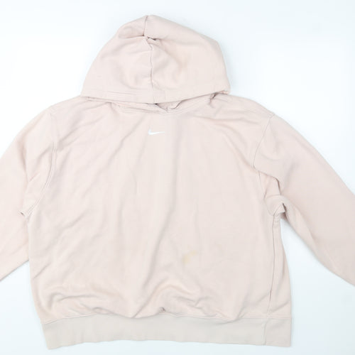 Nike Women Beige Pullover Hoodie 1X Cotton Blend Logo