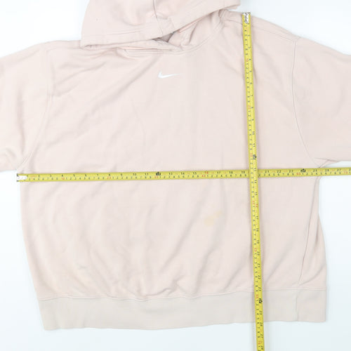 Nike Women Beige Pullover Hoodie 1X Cotton Blend Logo
