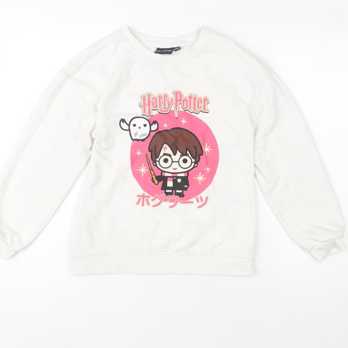 Harry Potter Girls White Sweatshirt 10-11 Years Graphic Crew Neck Pullover