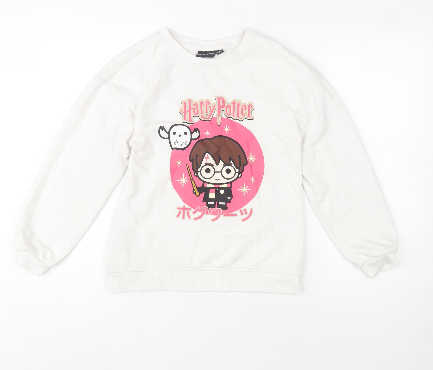 Harry Potter Girls White Sweatshirt 10-11 Years Graphic Crew Neck Pullover
