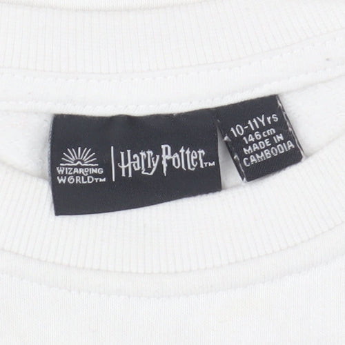 Harry Potter Girls White Sweatshirt 10-11 Years Graphic Crew Neck Pullover