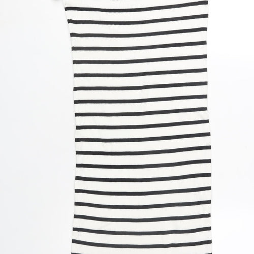 Primark Women’s White Black Striped Bodycon Knit Midi Dress M