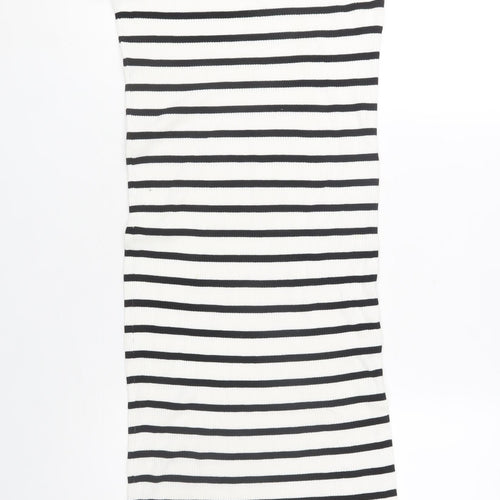 Primark Women’s White Black Striped Bodycon Knit Midi Dress M