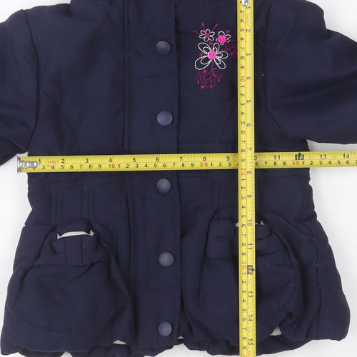 St. Bernard for Dunnes Girls Navy Hooded Puffer Jacket 18-23 Months Embroidered