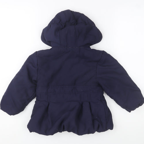 St. Bernard for Dunnes Girls Navy Hooded Puffer Jacket 18-23 Months Embroidered