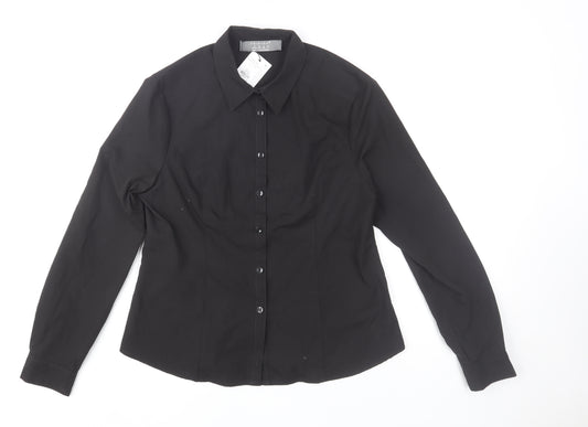 Primark Women's Black Long Sleeve Button-Up Work Blouse Size 12